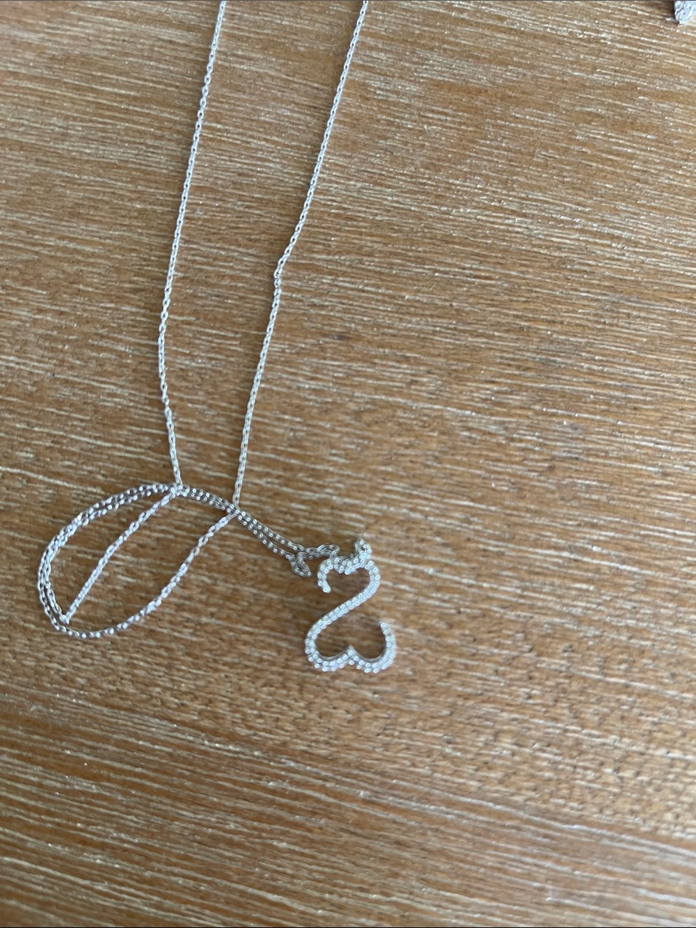 Sterling Silver Open Heart Pendant Diamond necklace